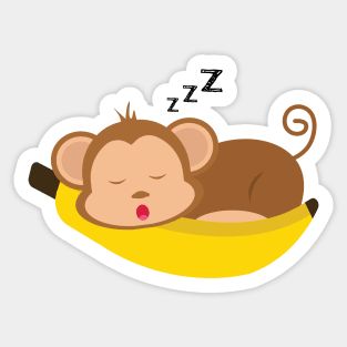 Cute Sleeping Monkey in the Banana Sticker